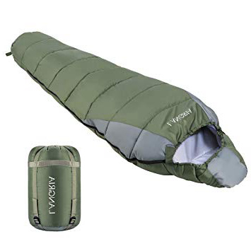 LANGRIA Saco de Dormir Ligero de 3 Estaciones con Saco de Compresión, Sacos de Dormir Compactos para Adultos, Interior/Exterior para el Camping, Festivales, Senderismo y Trekking