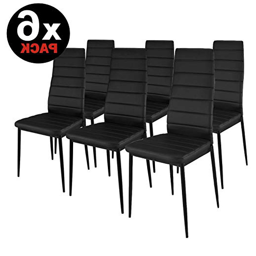HomeSouth - Pack Seis sillas tapizadas símil Piel, Silla Color Negro Patas metalicas Negras.