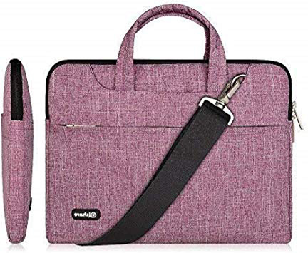Qishare 13.3-14 Pulgadas Multifuncional portátil Hombro Bolsa maletín portátil de Ordenador portátil Caso Portador de la Ordenador portátil Messenger Caso(13.3-14 Pulgadas,Líneas púrpuras)