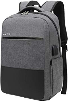 XQXA Mochila Unisex Impermeable para Ordenador Portátil de hasta 15.6 Pulgadas, con Puerto USB, Conector para Auriculares y Bolsillo Antirrobo. para los Estudios, Viajes o Trabajo - Gris