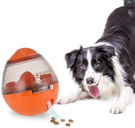 DADYPET Juguetes para Perros, Mascotas Perros Accesorios Pelota Dispensadora de Comida Fácil de Limpiar (Naranja)