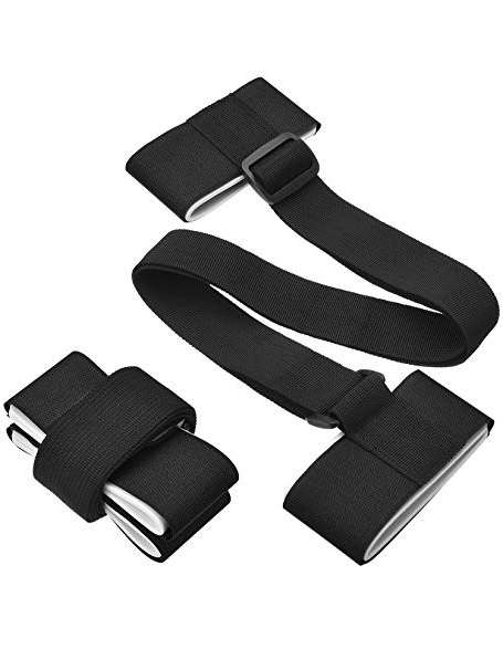 2 Piezas de Correa de Portador de Esquí, Portador de Hombro Ajustable Correas de Mango de Latigazo con Cinta de Fijación Amortiguado Correa de Aro para Fácilmente Sostener Esquí y Astas, Negro