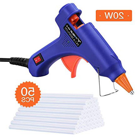 TOPELEK Mini Pistola de Silicona Caliente con 50 PSC Barras Pegamento Alta Temperatura, Kit Pistolas Encolar para Manualidades Artesanía de Bricolaje Reparaciones Rápidas (20 Vatios, Azul)