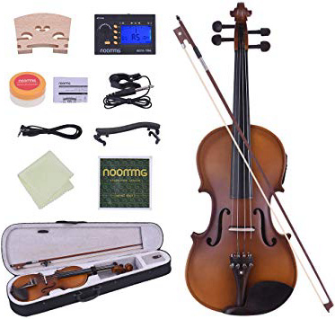 ammoon Violín Tamaño Completo 4/4 Acústico Eléctrico Cuerpo de Madera Sólida Violín Clavijas de Diapasón de Ébano Chinette de Descanso de Chin con el Tinte de la Caja Dura del Arco Resina (Natural)