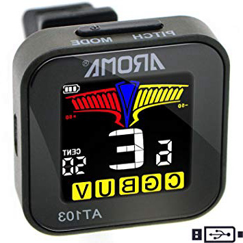 AROMA Sintonizador Para Guitarra afinador Clip Bajo Ukulele Violín Mandolina Banjo y casi cualquier instrumento acústico o eléctrico de cuerda Chromatic Tuning Poder recargable AT103