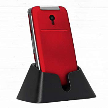 Teléfono Móvil para Personas Mayores Teclas Grandes con Tapa Pantalla de 2,4 Pulgadas Tecla de Emergencia Botón SOS Cámara Fácil de Usar para Ancianos y Base cargadora, Artfone Flip CF241A, Rojo