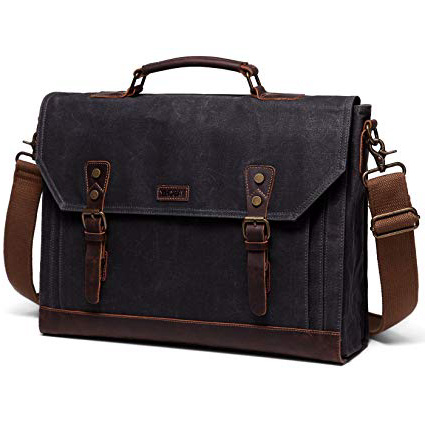 VASCHY Bolsa de Mensajero de Lona Repelente al Agua 15.6 Pulgadas Bolso de Computadora Portátil Vintage Bolsa de Mensajero para Hombres Bolsa de Hombro Bolsa de Cuerpo Cruzado Trabajo Gris