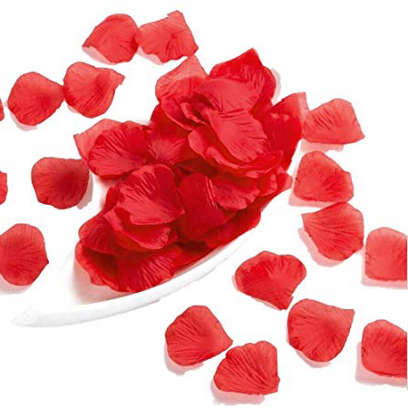 JZK 1000 x Pétalos de Rosa en Seda Rojo para decoración Confeti Boda Fiestas pétalos decoración para el día San valentín Bodas Fiestas Confeti o Fiesta Compromiso, Evento romántico