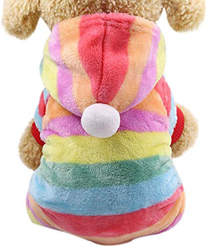 BaZhaHei Ropa Perro Pequeño Invierno Franela Sudadera con Capucha Colorido de Arcoiris Lunar Abrigo Jersey para Mascota Chihuahua Yorkshire Cachorro Ropa para mascotas perro gato lindo colorido abrigo