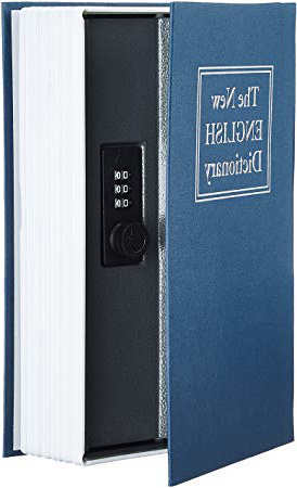 AmazonBasics - Caja de seguridad en forma de libro - Cerradura con combinación - Azul