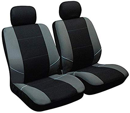 Sakura SS3633 - Juego de fundas para asientos delanteros de coche, color negro y gris, 2 Piezas