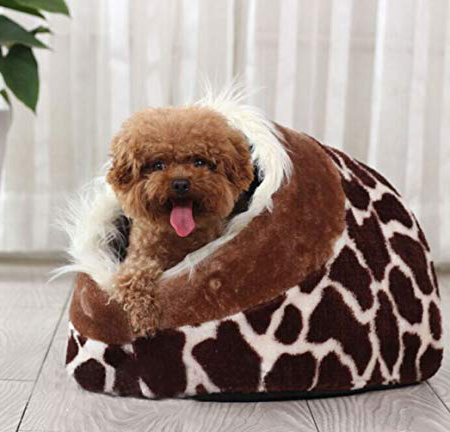 LA VIE Casa Adorable para Mascotas Pequeñas Cesta Lavable para Cachorros Cueva Hideout para Gatos Cama Nido Suave Acogedor para Otras Animales Pequeños Leopard