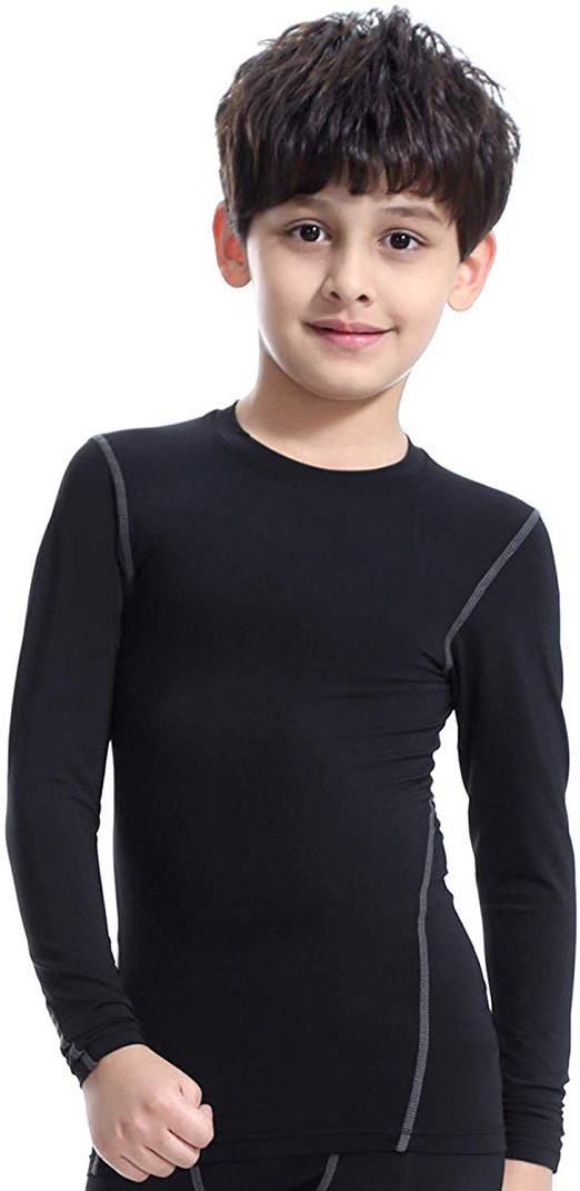 Bwiv Camiseta Térmica Interior Niños Camiseta Deporte Manga Larga de Compresión Ropa Interior Polar Niño Secado Rápido Transpirable Invierno Esquí Talla S 3XL