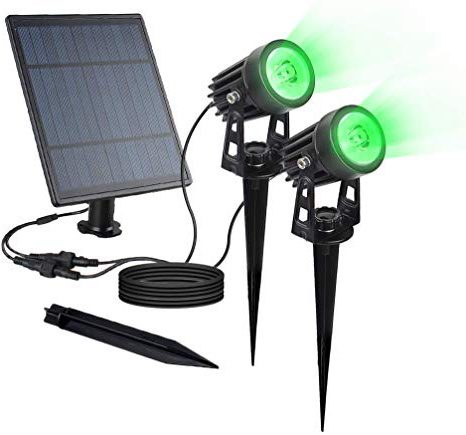 SULPOW LED Proyector solar Jardín Inducción impermeable al aire libre Luz para jardín, cerca, árbol, patio, césped, (paquete verde de 2)