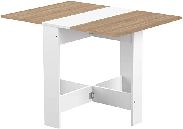 Symbiosis 2050a2134 x 00 contemporáneo-Mesa plegable de madera con 2 puertas abatibles, color blanco y roble natural 103 x 76 x 73,4 cm.