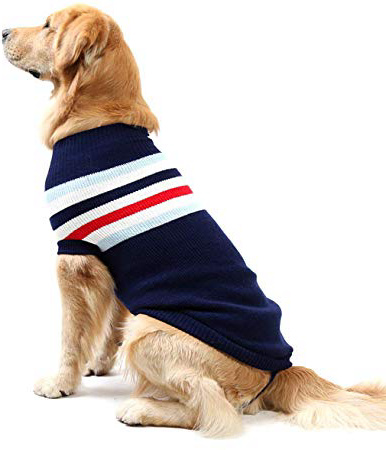Petyoung Chaleco para Perro a Rayas cálido de Lana Suave para Tejer suéteres de Invierno de Punto de Ganchillo Abrigo Ropa para Perros pequeños y Grandes