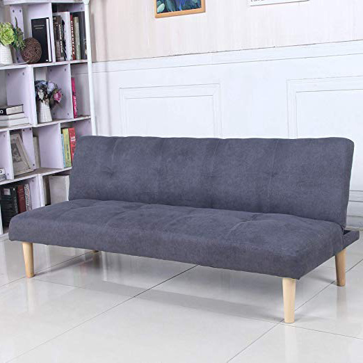 Sofá Cama 3 plazas Clic Clac Joy Gris Oscuro tapizado con Tela 100% Poliéster, Patas de Madera