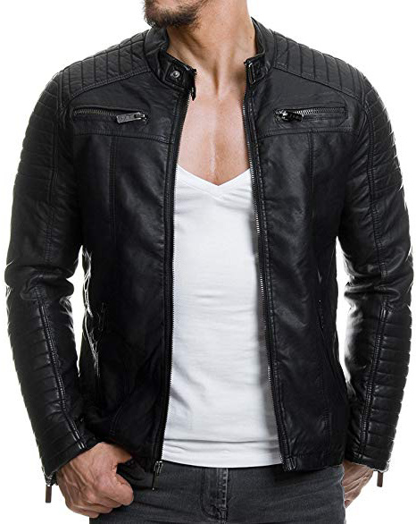 Red Bridge Chaqueta de Hombres Cuero Sintética Casuales Algodón Cuero Real Moda Acanalado Cazadora