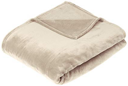 AmazonBasics - Manta, hecha de felpa de terciopelo suave - 127 x 152 cm - colores arena