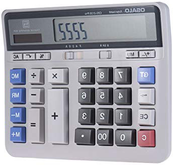 Aibecy Electrónico Calculadora Grande Computadora Mostrador Solar & Batería Poder 12 Dígitos Monitor Multifuncional Grande Botón para Negocio Oficina Colegio Calculador
