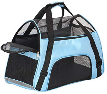 Macallen Trasportin Gatos Grande Trasportines Perro Bolsa de Tela Transporte para Gato y Animales Viaje Bolso para Coche 52 x 27 x 32 Centímetros (Azul)
