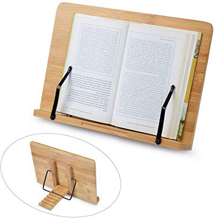 FOCCTS Soporte de Bambú Ajustables Ideal para Leer, Ver Videos, Estudiar,Sostener,Libros de Cocina,Notas Musicales,IPad y Tablet (34*24cm)