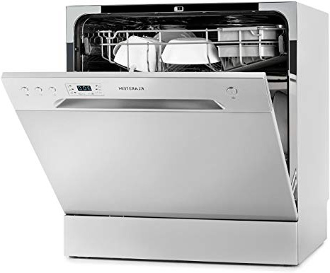 KLARSTEIN Amazonia 8 Lavavajillas - Diseño Compacto, Clase energética A+, 6 programas Lavado, 2 cestos extraibles, 1620 W, Acero Inoxidable, Modo Eco, 55 cm Ancho, Plata