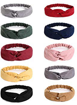 URAQT Diademas para Mujer, Diadema para el Cabello Nudo, Cabeza De Punto Cintas Para La Cabeza Anudadas Nudo Cruzado Bandas para El Pelo, Diademas para Turbante Para El Maquillaje Banda Para Cabello