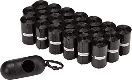 AmazonBasics - Bolsas para excrementos de perro con dispensador y clip para correa (300 bolsas)
