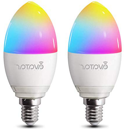 Bombilla Wifi Inteligente, Alexa LED multicolor Lampara E14 5W RGBW 2800K sin Necesidad de hub Compatible con Google Home IFTTT by Avatar Controls (2 paquetes)