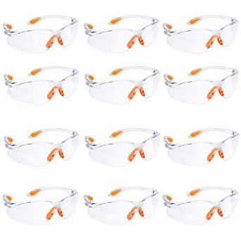 Gafas de seguridad Paquete de 12 Gafas Protectoras Trabajo con Lentes Transparentes Gafas de Proteccion Laboral Antivaho/Antipolvo/Antiarañazos