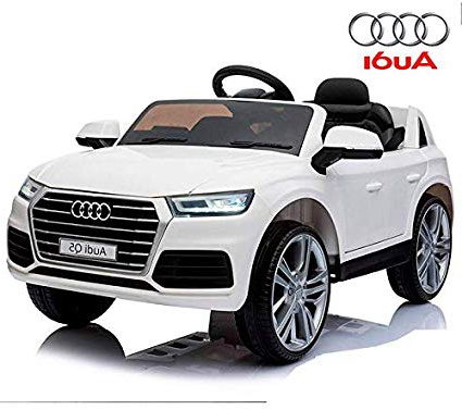 BC BABY COCHES Coche eléctrico para niños Audi Q5 de batería 12v - Licencia Oficial con Mando teledirigido de Padres 2.4Ghz (Blanco)