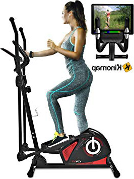 Sportstech CX608 Bicicleta elíptica Cross Trainer con aplicación para smartphone, Bluetooth, cinturón pulsómetro compatible, soporte para tablet, ergómetro, 12 kg inercia, sistema de manivela 3 partes