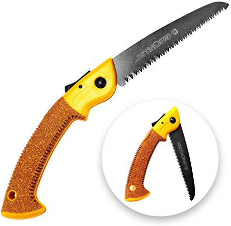 GRÜNTEK Serrucho de Poda Plegable Dentado Japones 180 mm. Sierra para Madera y Arboles Ligera y Poderosa con Agarre de Corcho Ultra Cómodo.