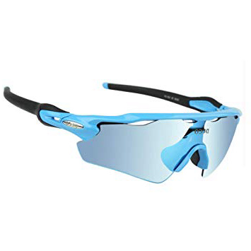 Duco polarizado Deportes Mens Gafas de Sol para esquí de conducción Golf Running Ciclismo Tr90 Superlight Marco con 5 Lentes Intercambiables 0028 (Azul)