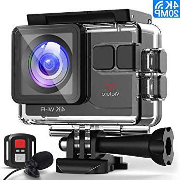 Victure Cámara Deportiva 4K Wi-Fi 20MP Camara Acuática Camaras Acción Sumergible de 40M Multifuncional EIS Lapso de Tiempo Cámara Lenta con Control Remoto Micrófono Externo 2 Baterías y Varios Kits