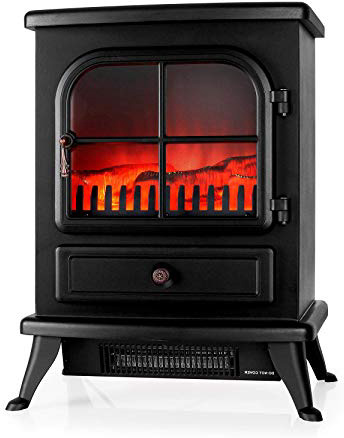 Klarstein St. Moritz - Chimenea eléctrica Virtual , Calefactor , Calefacción Independiente del Calefactor , 1850 W , termostato Ajustable , Libre de Fuego y Humo , leña Decorativa , Negro