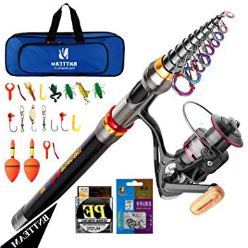 BNTTEAM Combo per canne da Spinning e mulinello 2.1m, 2.4m, 3.0m, 3.6m Canna da Pesca telescopica in carbonio al 99% e 11BB Mulinello e Borsa da Pesca & esche e Linea, Set combinato Canna da Pesca