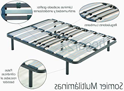 HOGAR 24 Somier multiláminas con reguladores lumbares-135x190cm-PATAS (5 Incluidas), Haya, 135x190 cm-Patas 26cm