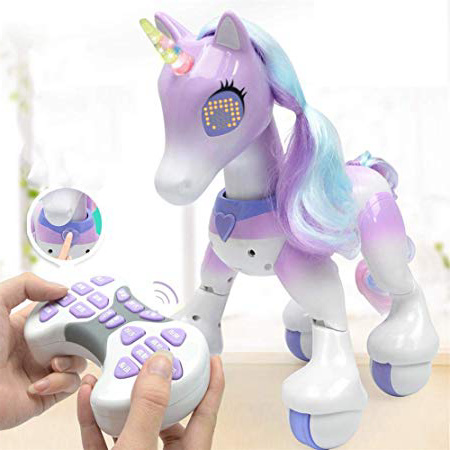 starter Unicornio de control remoto - Caballo eléctrico inteligente, mascota electrónica de inducción táctil, que incluye canciones para niños, baile, historias, sueño, programación, etc.