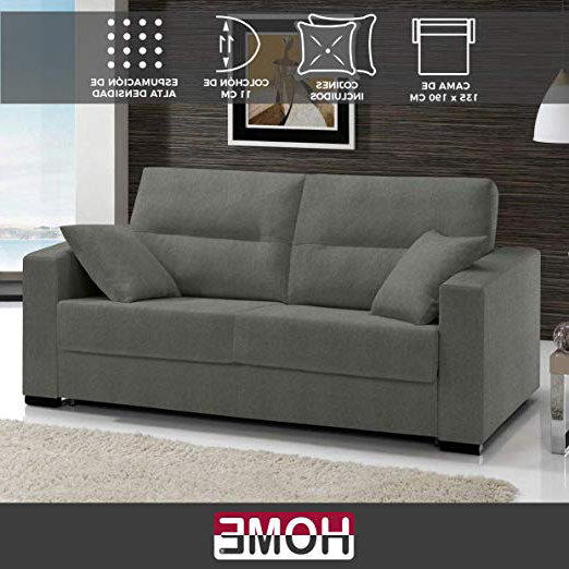 HOME Sofá Cama de Apertura Italiana de Tela Aquila Tela Viento – Color Plomo