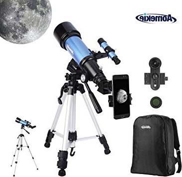 Aomekie Telescopio Astronómico 70/400 Telescopios Niños con Adaptador de Teléfono 10X Mochila Trípode Ajustable Filtro de Luna y Lente 3X Barlow