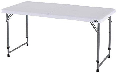Lifetime - Mesa Plegable Multifuncional con Altura Ajustable, 122x61x 60/74/90 cm, LFT 122 Folding, Blanco