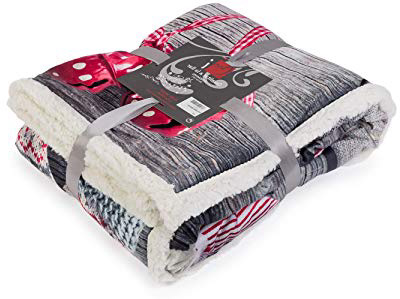 Montse Interiors Manta/Plaid Cuadros Terciopelo Tacto Seda o Visón Reverso Borreguillo 440GR/M2 (Wood Sherpa, 130x160)