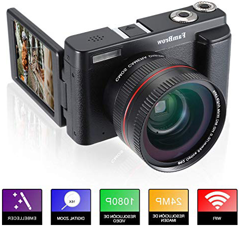 Camara Fotos Full HD 1080P,FamBrow Camara de Video WiFi 24MP Digital Zoom 16x,Gran Angular Lente Rotación de 3.0 Pulgadas