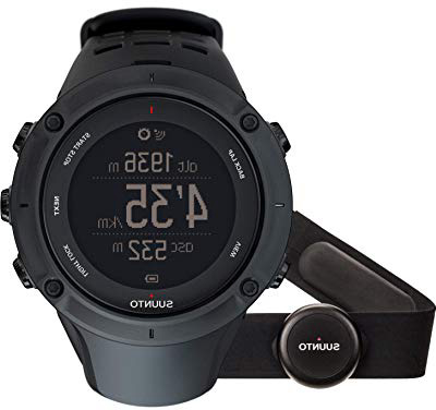 Suunto - Ambit3 Peak Black HR - Reloj GPS Multideporte + Cinturón de frecuencia cardiaca (Talla M) - Sumergible 50 m - Negro