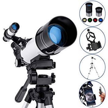 MAXLAPTER Refractores Telescopio Astronómico para Niños Principiantes, Alta Ampliación HD, Doble Uso, Portátil y Equipado con Trípode, Adaptador De Teléfono Inteligente
