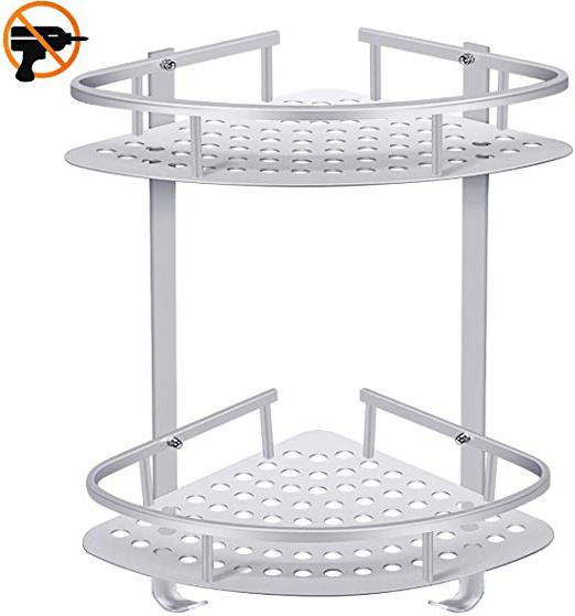 ADOVEL baño Estante estantería de Esquina, Estantes de Ducha de Aluminio Espacial Perforado Entramado de baño Muebles de baño