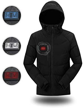 DZX Ropa De Abrigo Eléctrica/Chaqueta De Calefacción para Hombres, con Cable USB - para Esquiar En Bicicleta para Viajes Al Aire Libre (Azul/Negro),Black-XXL