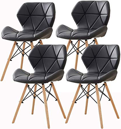 Ellexir Pack de 4 Sillas Comedor Sillas de Cocina Sillas de Bar Sillas de Manicura Sillas de Oficina Sillas Metálicas Mariposa Tipo Respaldo Silla de Comedor (Negro)
